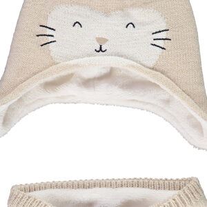 Conjunto de punto con gorro de gato y snood niña 