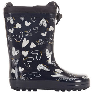 Botas de agua de caucho con la parte superior impermeable y estampado de corazones para niña Main Botas de agua de caucho con la parte superior impermeable y estampado de corazones para niña
