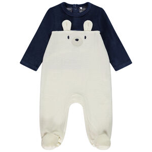 Pelele de terciopelo con estampado de oso para bebé 