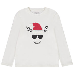 Camiseta de manga larga en algodón con imagen divertida de Papá Noel Main Camiseta de manga larga en algodón con imagen divertida de Papá Noel