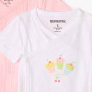 Conjunto de 7 bodies de manga corta con motivos de golosinas para bebé niña (aberturas diferentes según la edad) 