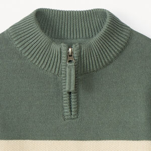 Jersey de manga larga con cuello camionero de cremallera y rayas para niño 