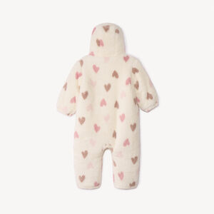 Buzo piloto de sherpa estampado de corazones para bebé niña con acabados diferentes según la edad 