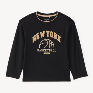 Camiseta de manga larga para niño con parche de rizo "Nueva York 