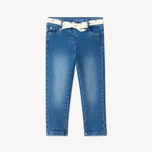 Pantalón slim para bebé niña con cinturilla de tela 