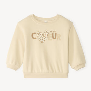Sudadera de felpa 1/2 oversize con estampado original para niña bebé. 