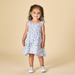 Vestido de tirantes con volantes e impresión floral para bebé niña 