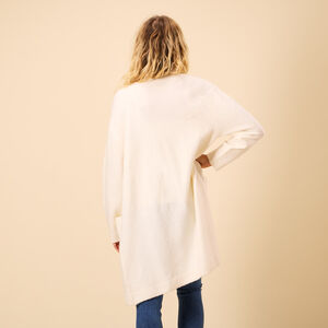 Chaqueta larga de punto liso con bolsillos para mujer 