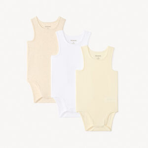 Lote de 3 bodies sin mangas de color sólido para bebé niño 