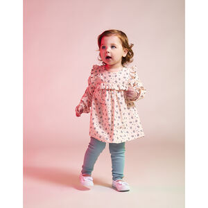 Ensemble 2 pièces tunique imprimée + caleçon côtelé pour bébé fille 