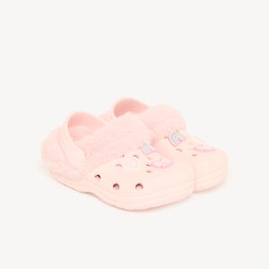 Zapatillas para niña estilo zueco con efecto de piel sintética y parche 