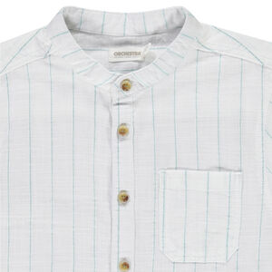 Camisa de rayas de manga corta con cuello mao para niño  Main Camisa de rayas de manga corta con cuello mao para niño