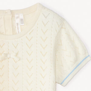 Jersey de manga corta de punto calado para bebé niña 