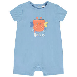 Combinaison courte en maille côte avec crabe fantaisie pour bébé garçon 