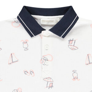 Polo de manga corta de punto efecto nido de abeja estampado niño 