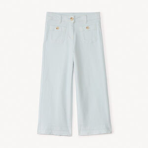 Jean ancho liso con botones de imitación de cuerno para niña 