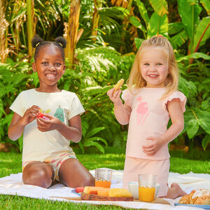 Conjunto de pijama de 2 piezas con camiseta + pantalones cortos para niña bebé 