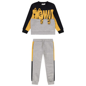 Ensemble en molleton sweat color block ludique + jogging pour garçon Main Ensemble en molleton sweat color block ludique + jogging pour garçon