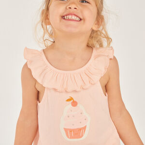 Conjunto corto de 2 piezas: blusa sin mangas + pantalones cortos para niña bebé. 