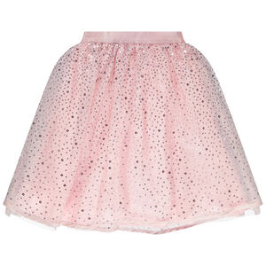 Falda corta unicolor rosa de tul con brillantes lentejuelas para niña  Main Falda corta unicolor rosa de tul con brillantes lentejuelas para niña