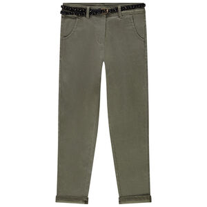 Pantalón slim con cinturón trenzado removible para niña 