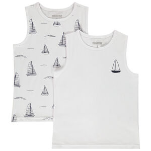 Pack de 2 maillots de cuerpo sin mangas con estampado de veleros para niño 