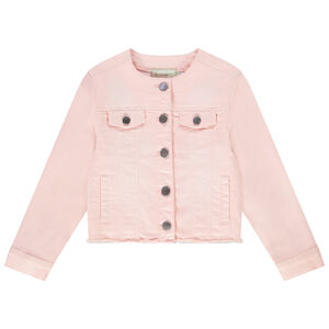 Veste en jean rose col mao pour fille 