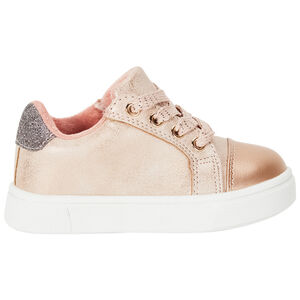 Zapatillas bajas de tela con cordones y cremallera lateral para bebé niña 