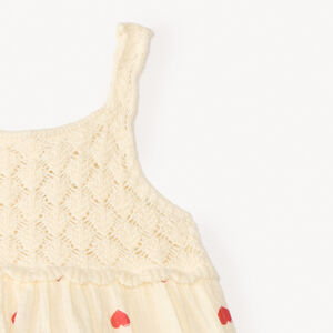 Conjunto de 2 piezas: top sin mangas + short bloomer de crochet con estampado de corazones para niña bebé. 