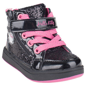 Botas bajas de color negro con cordones con velcro con purpurina Hello Kitty 
