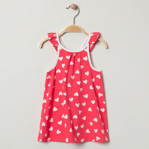 Vestido tirantes con volantes en algodón orgánico estampado all-over Main Vestido tirantes con volantes en algodón orgánico estampado all-over
