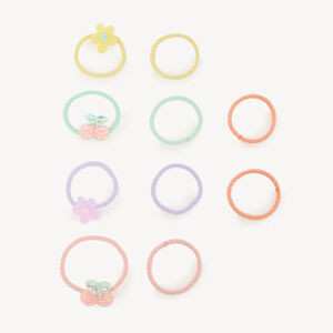 Conjunto de 10 gomas de colores con adornos para niña 