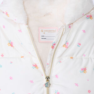 Anorak acolchado con estampado de flores y forro de sherpa para bebé niña 