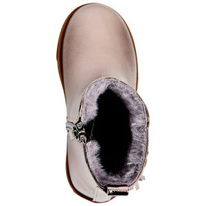 Botines iridiscentes con hebilla y pompón para bebé niña 