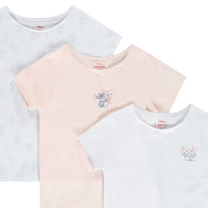 Pack de 3 camisetas interiores de manga corta Stitch Disney niña. 