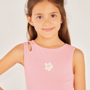 Vestido sin mangas de malla con bordado de flores para niña 