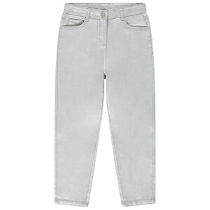 Jeans de corte recto plateados para niña 