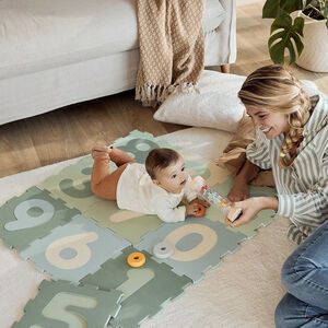 Alfombra de juego de espuma con 10 piezas numeradas verde 