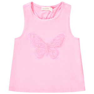 Camiseta sin mangas con parche de mariposa de tul y lentejuelas niña 
