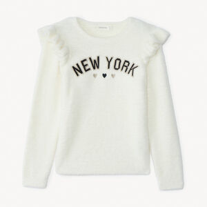 Pull pelucheux en tricot et volants fantaisies pour fille   Main Pull pelucheux en tricot et volants fantaisies pour fille