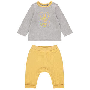 Conjunto con camiseta de manga larga estampada y pantalón de malla fantasía  Main Conjunto con camiseta de manga larga estampada y pantalón de malla fantasía