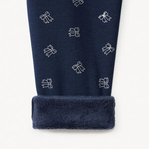 Pantalón de jogging de felpa con estampado de lazos y forro para niña 