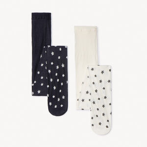 Lot de 2 paires de collants fins fleuris pour fille 