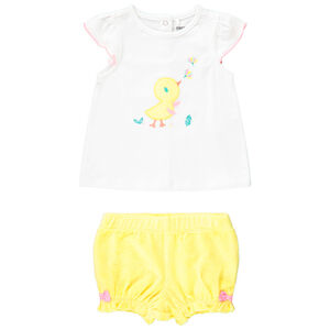 Conjunto camiseta + short de toalla para niña.  Main Conjunto camiseta + short de toalla para niña.