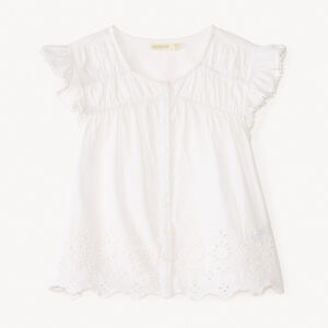 Túnica de manga corta de voil estampado liso para niña 