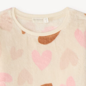 Pyjama 2 pièces fille en sherpa imprimé cœurs 