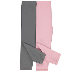 Pack de 2 leggings lisos de algodón para bebé niña 