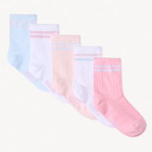 Pack de 5 pares de calcetines con liserés brillantes para niña  Main Pack de 5 pares de calcetines con liserés brillantes para niña