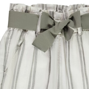 Pantalon fluide en toile rayée avec ceinture pour fille 