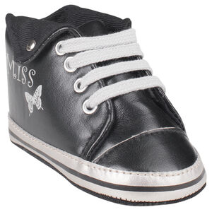 Zapatos merceditas de caña alta de color negro con pliegue y con cordones 